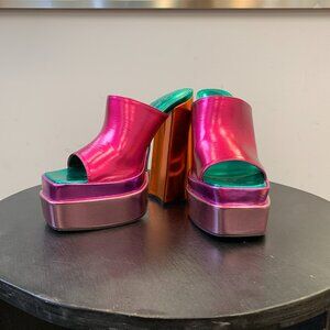 Rainbow Platform Disco Pumps